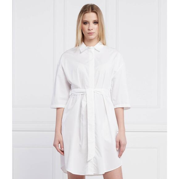 NWT ARMANI EXCHANGE A|X White Quiet Luxury Collared Button Up Shirt Dress Sz 2 - Picture 2 of 16